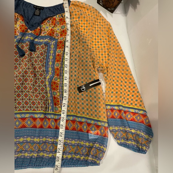 NWT 🌟New Directions Print Sheer/ Chambry L/S Top /Blouse Women’s Size XL - Picture 6 of 14